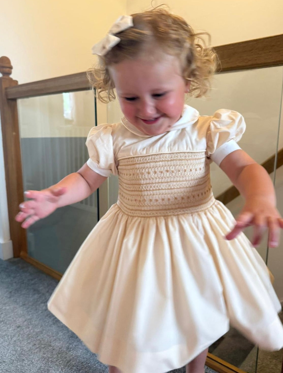 Hand smocked AGNES dress with pant and bow
