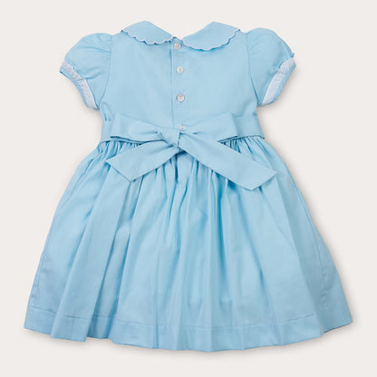 Hand smocked Talia dress soft blue