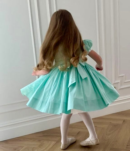 Hand smocked CALLIE dress mint