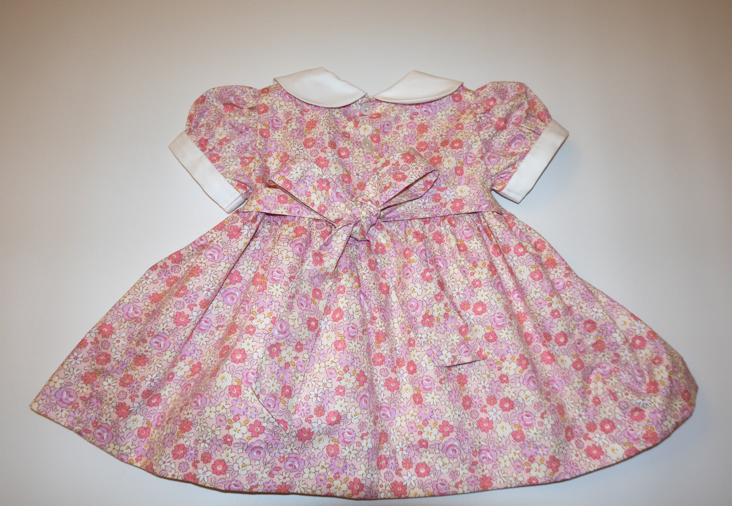Soft pink Hand Smocked baby dress with bloomer
