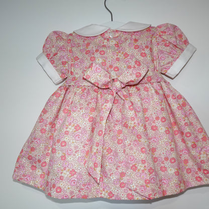 Soft pink Hand Smocked baby dress with bloomer