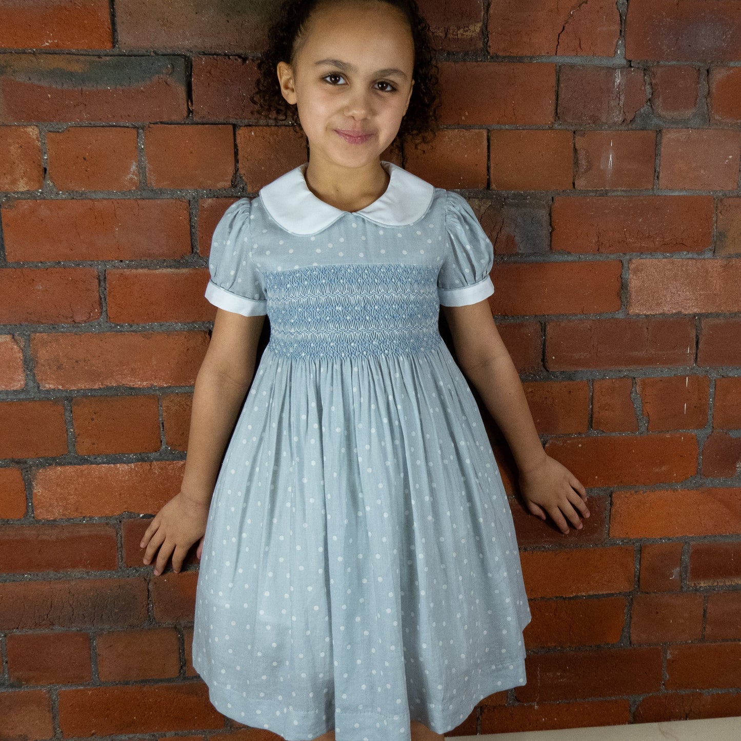Hand smocked Spotty dress