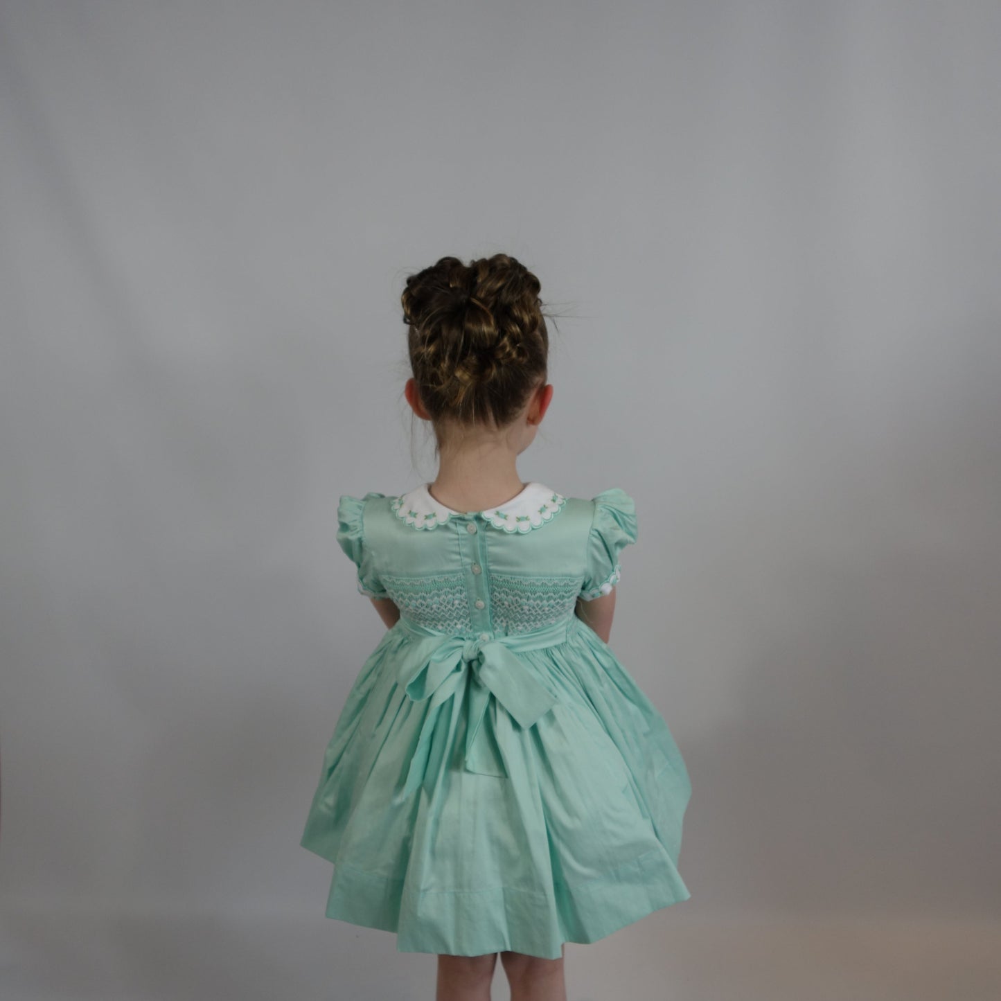 Hand smocked CALLIE dress mint