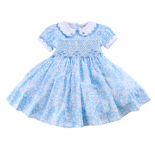 Load image into Gallery viewer, Hand smocked FLEUR dress blue
