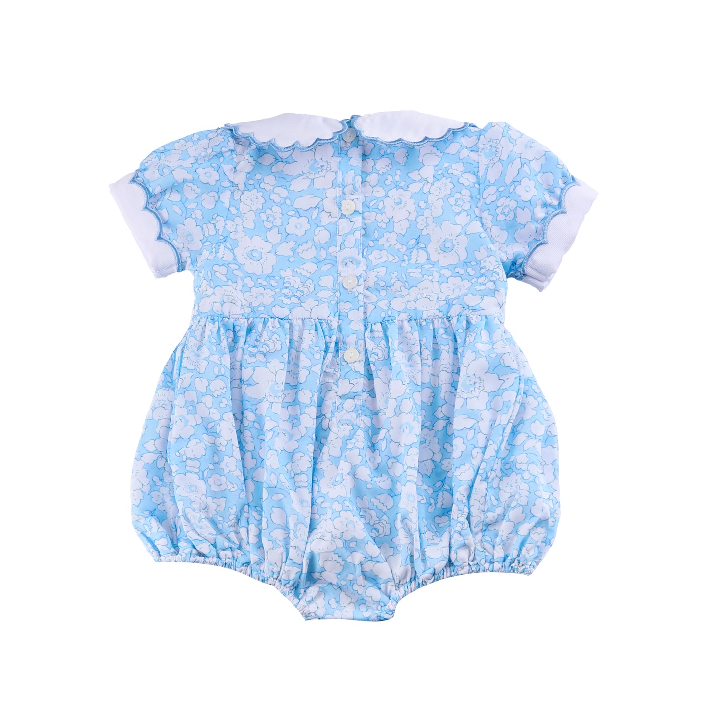 Blue floral Hand Smocked Romper