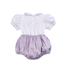 Load image into Gallery viewer, Silver lavender hand smocked set
