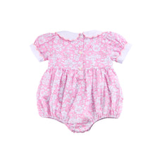 Load image into Gallery viewer, Pink floral Hand Smocked Romper
