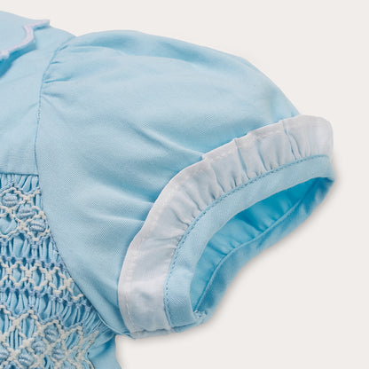 Hand smocked Talia dress soft blue