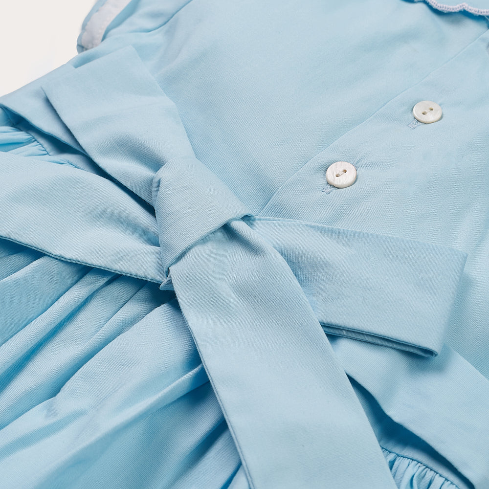 Hand smocked Talia dress soft blue