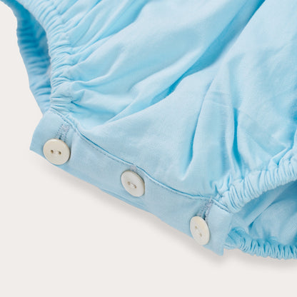 Hand Smocked Talia romper soft blue