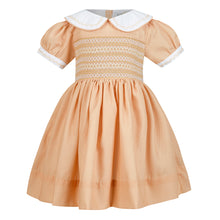 Load image into Gallery viewer, Hand smocked  CHRISTINA dress in Camel
