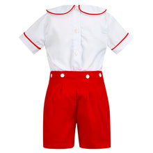 Load image into Gallery viewer, Boy&#39;s Hand Smocked Red Short Set
