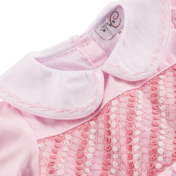 Hand smocked CLAIRE dress baby pink