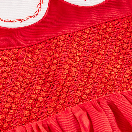Hand smocked CLAIRE dress royal red and head band
