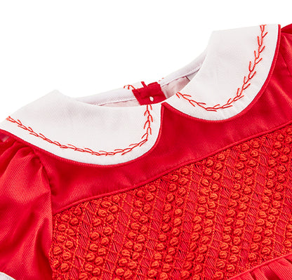 Hand smocked CLAIRE dress royal red and head band