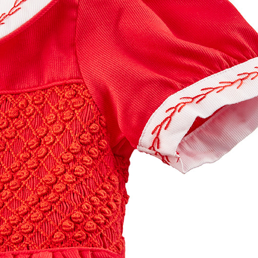 Hand smocked CLAIRE dress royal red and head band