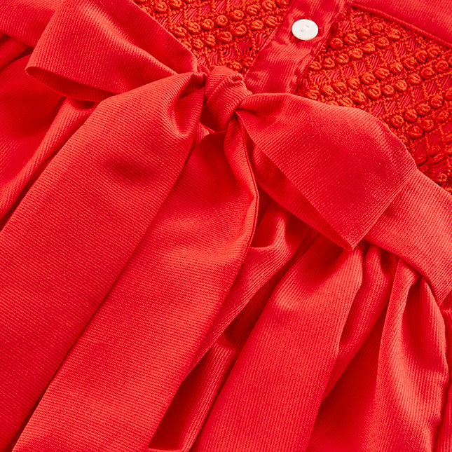 Hand smocked CLAIRE dress royal red and head band