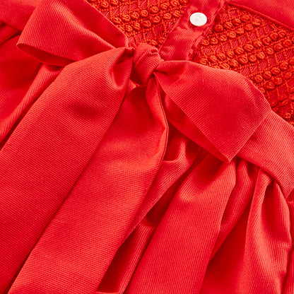 Hand smocked CLAIRE dress royal red and head band