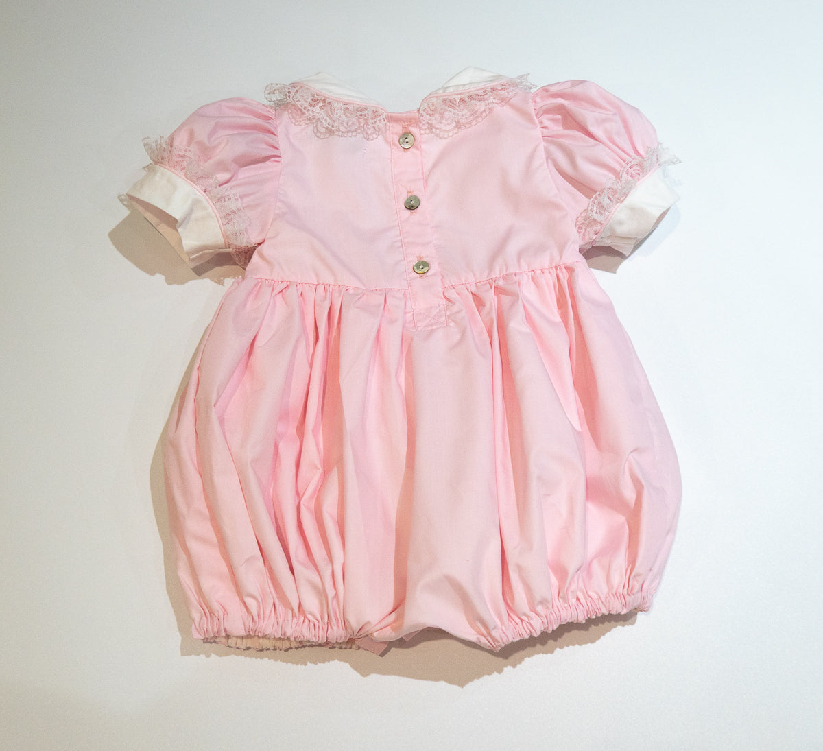 Hand Smocked Ellis romper soft pink