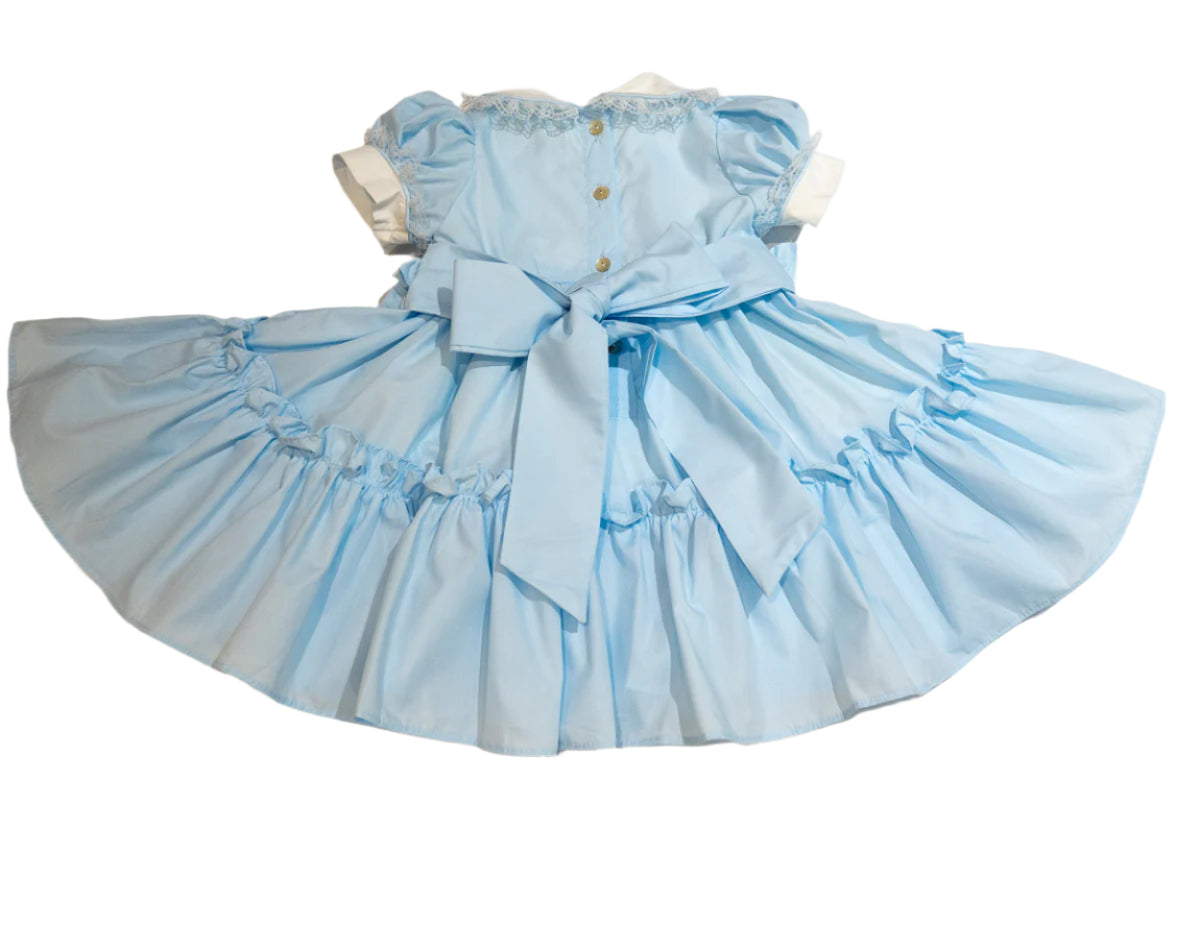 Hand smocked Ellis dress baby blue
