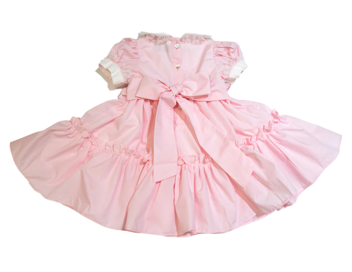 Hand smocked Ellis dress baby pink