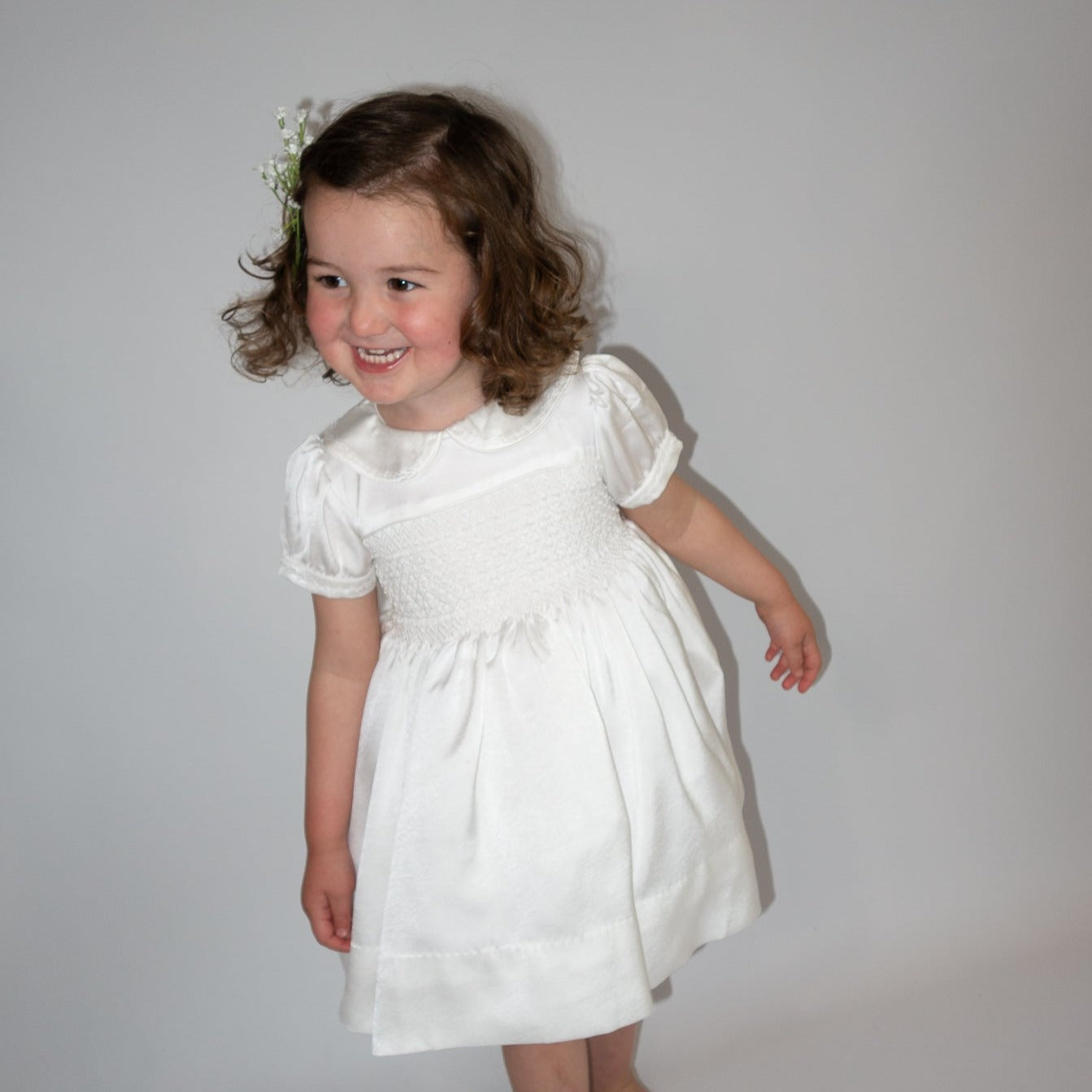 Hand smocked white ROSAURA dress