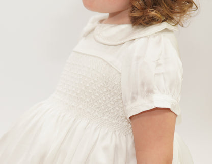 Hand smocked white ROSAURA dress