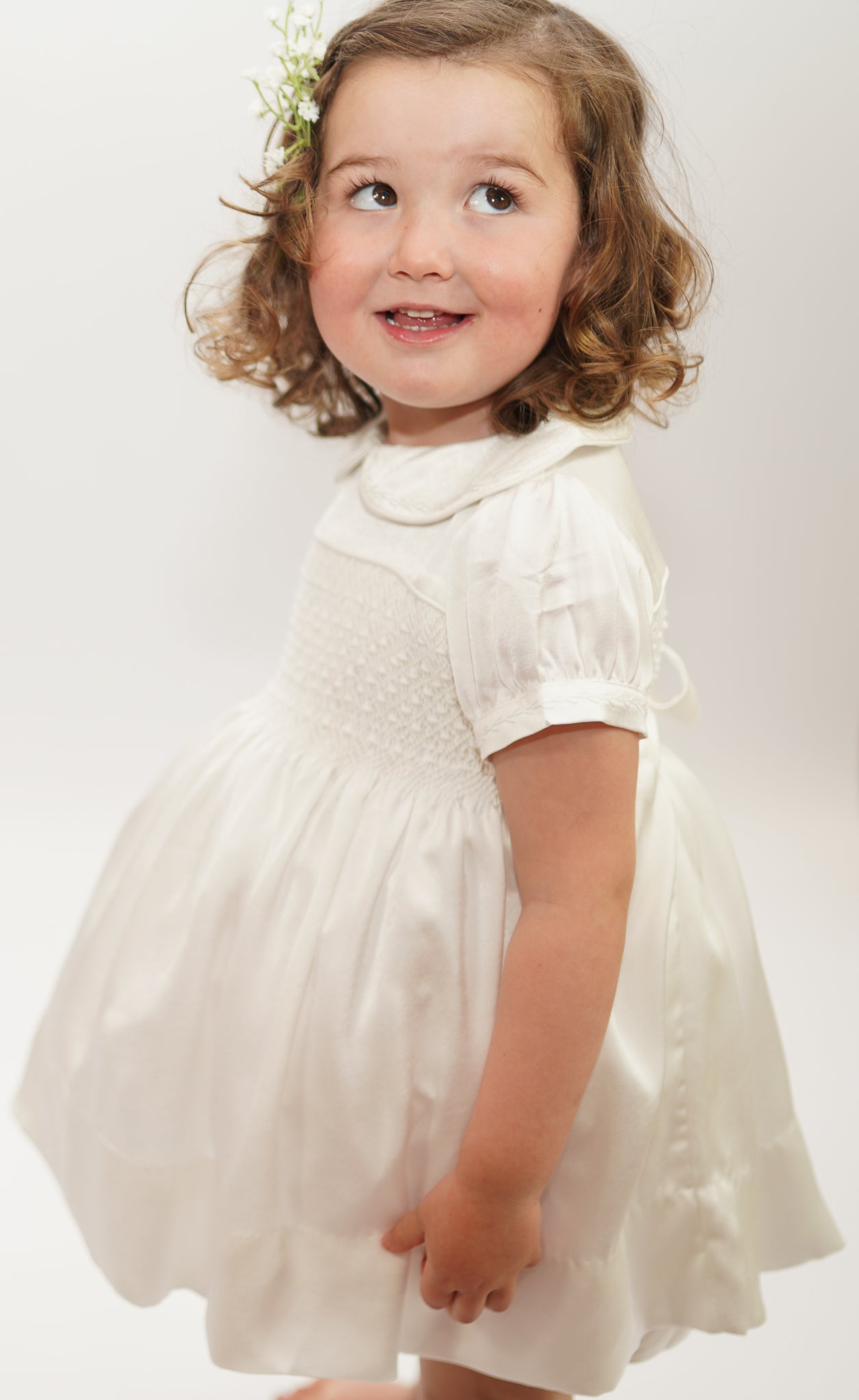 Hand smocked white ROSAURA dress