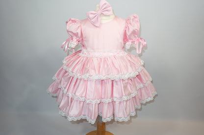 Pink lace Layered Puffball Dress