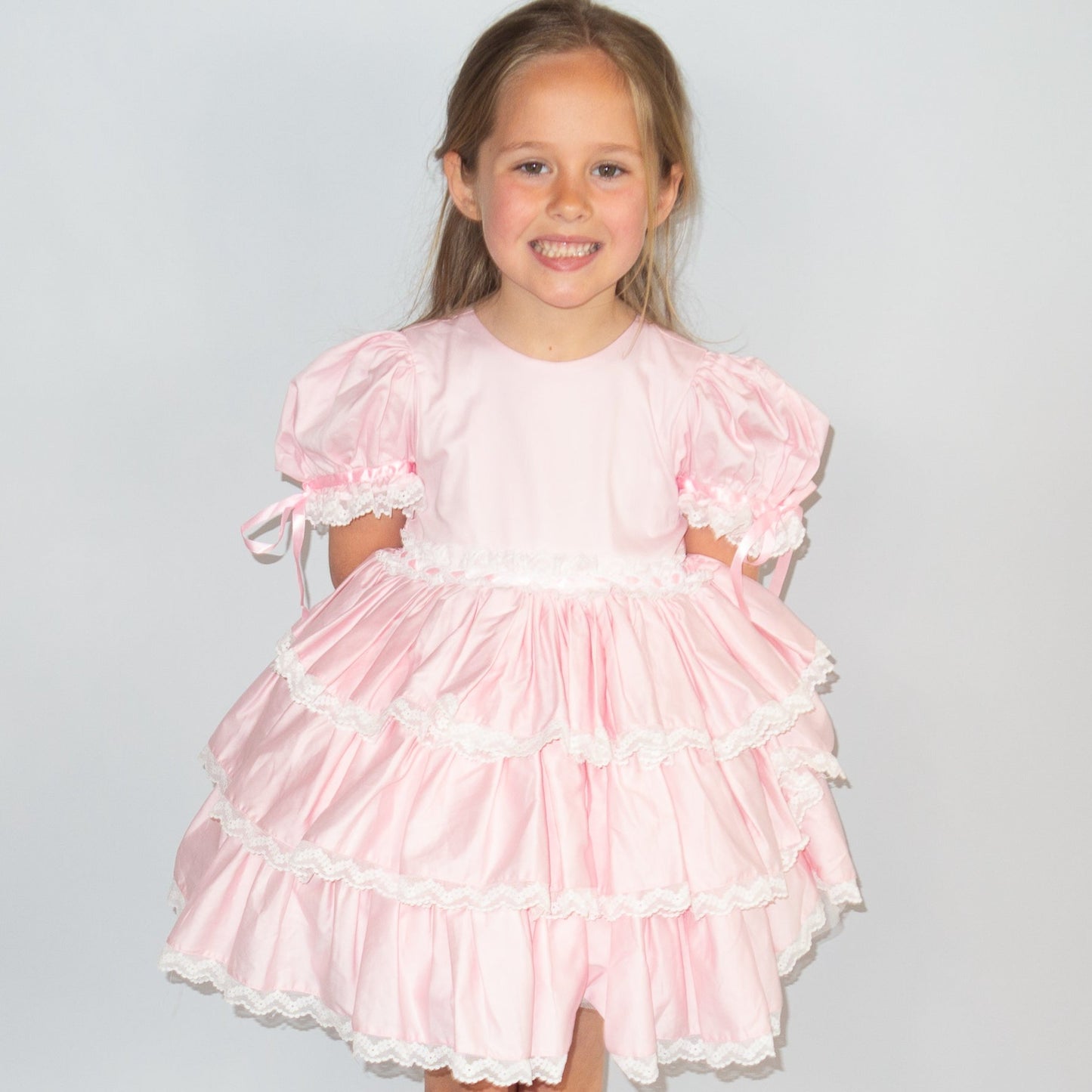 Pink lace Layered Puffball Dress