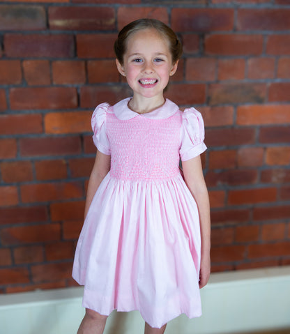 Hand smocked BONNIE dress pink