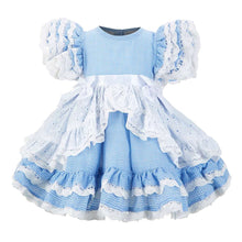 Load image into Gallery viewer, LITTLEMISSC gingham and lace  puffball dress
