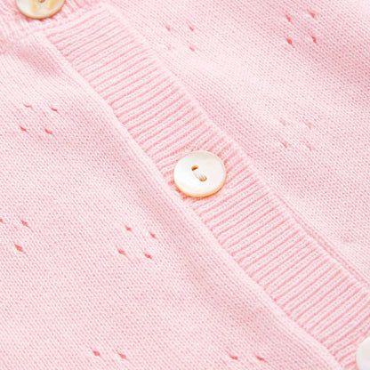 Pure organic cotton open work cardigan pink