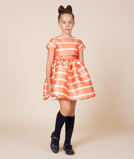 MAMA LUMA Flared Orange stripe dress - Little Miss C | Baby & Children's Clothing 