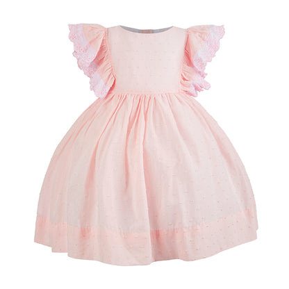 Peach Plumeti Frill Dress