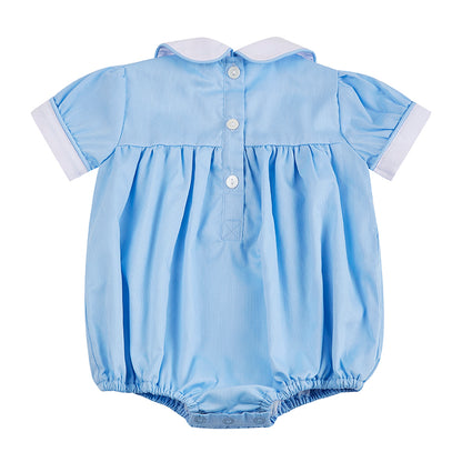 Soft Pleated Romper Blue