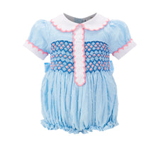 Load image into Gallery viewer, Cyane Swiss Dot Hand Smocked Romper

