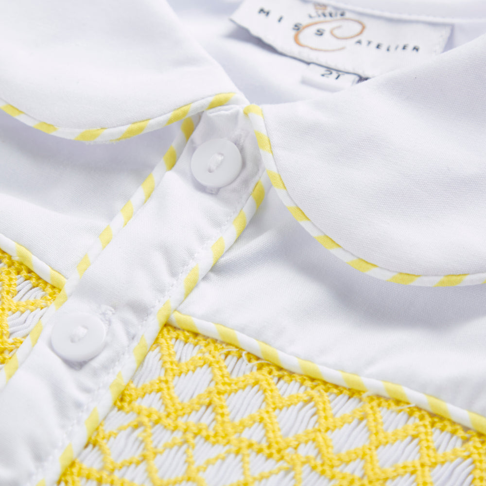 Boy's Hand Smocked Yellow Buster Suit