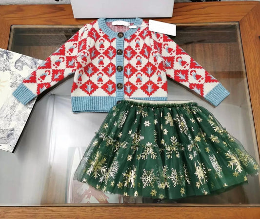 Pure wool cardigan and tutu set