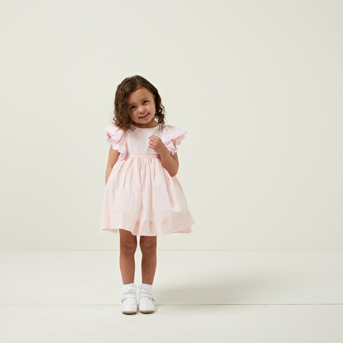 Peach Plumeti Frill Dress