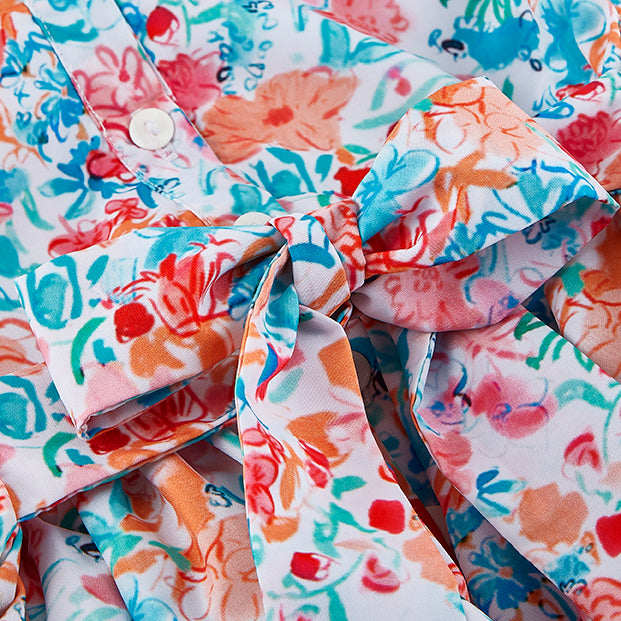 Vivid Blossom Print Frill Dress