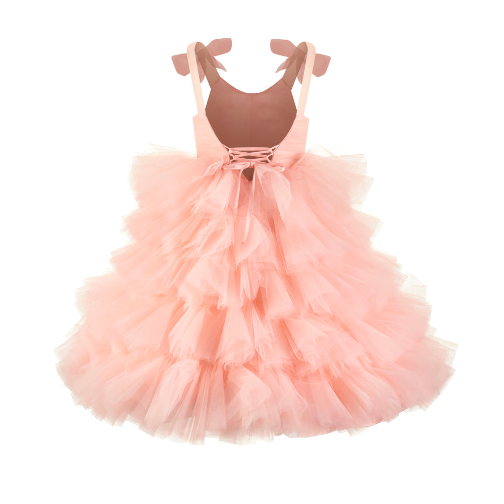 Layered tulle occasion dress pink