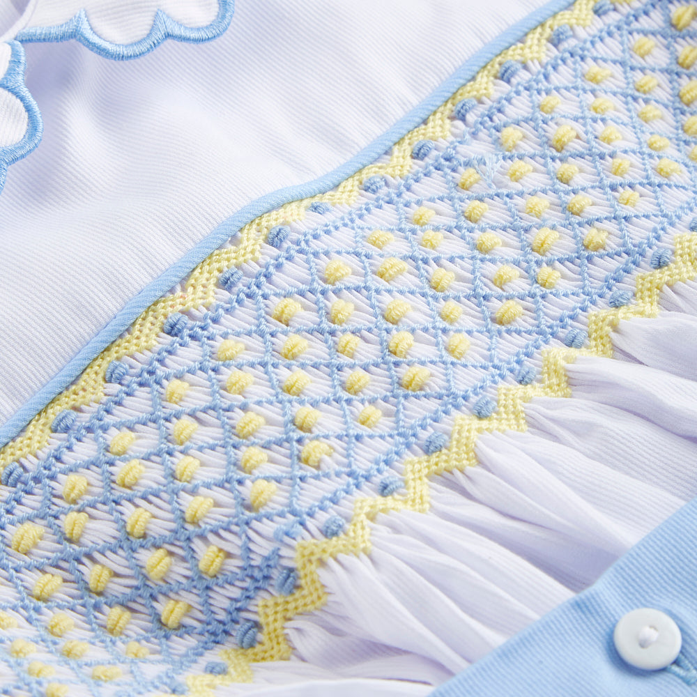 Boy's Hand Smocked lemon and blue Set