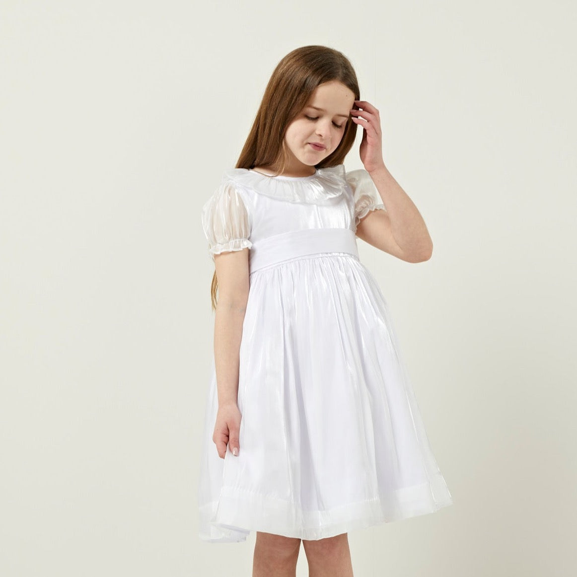 White tulle and organza occasion dress