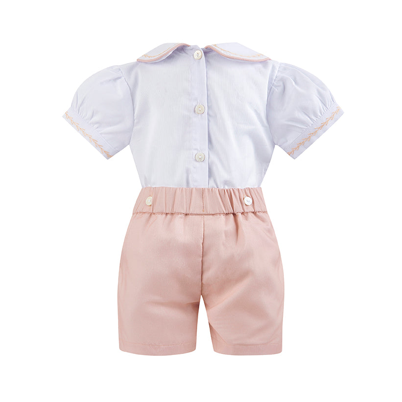 Boy's Hand Smocked rose gold Set