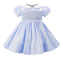 Load image into Gallery viewer, Hand smocked  CHRISTINA dress in Ice blue

