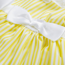 Load image into Gallery viewer, Lemon striped puffball dress
