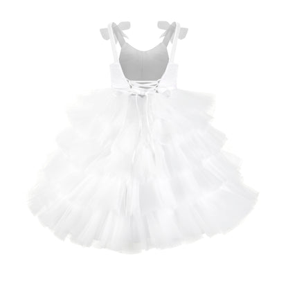 Layered tulle occasion dress white