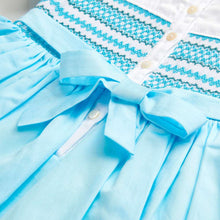 Load image into Gallery viewer, LITTLEMISSC Hand smocked  Caitlin dress in Sky blue
