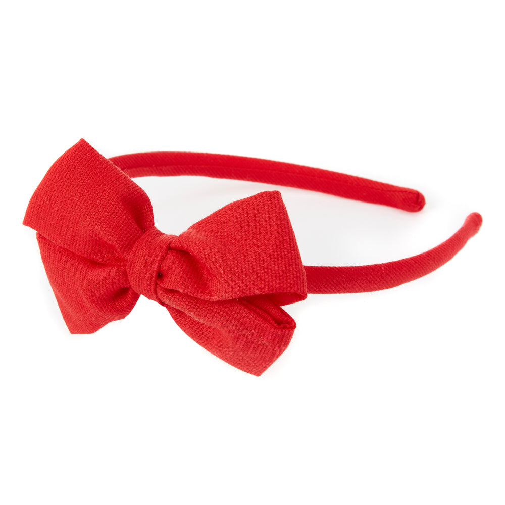 Hair-band with bow in custom red pique